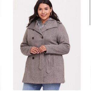 Torrid Gray Double-Breasted Coat